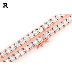 Collier en plaqué or 14K, chaîne à maillons cubains, réglage Miracle, grande taille de diamant, colliers précieux - Product Image 4