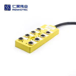 M12 Distribution Block 5Pin A Code Female 8 Port 8 Way Power Sensor Distribution Box Cable Connector