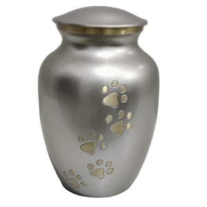 Urna Funeraria de Latón para Cenizas de Mascotas, Contenedor Conmemorativo para Animales Pequeños, Recipiente de Almacenamiento para Entierro, Acabado Gris Plateado - Product Image 1