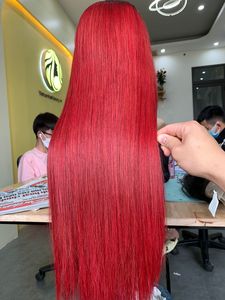 Vietnamese <b>Human</b> Hair Straight Machine Double Weft Single Weft Red <b>Wig</b> - Product Image 2