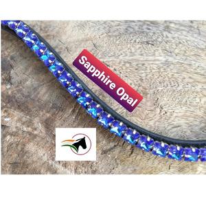 Bandeau de bride pour cheval en cuir indien professionnel avec pierre d'opale saphir de 8 mm, fermeture à crochets et boucles, équipement de course - Product Image 5