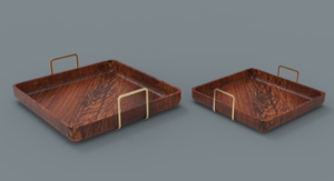 Vantage-Bandeja de madera estilo americano Royal Luxuries, bandeja rectangular para vajilla con asas de metal recortadas, bandeja/plato de madera para servir - Product Image 2