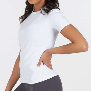 เสื้อยืดเอวลอยผู้หญิง,ผ้าลินินสีขาวขายส่งผ้าฝ้ายลายออนดีมานด์ - Product Image 2