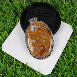 จี้อัญมณีอาเกตธรรมชาติจากฮังการี,สร้อยคอชุบเงินสเตอร์ลิงจี้เครื่องประดับยอดเยี่ยมจี้ทำด้วยมือ AAA - Product Image 2