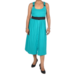 Vestidos de maternidad hasta la rodilla con estilo de moda Vestido sin mangas para mujeres embarazadas con 2 tonos en colores y botón en la parte delantera - Product Image 1