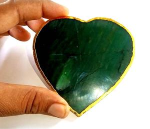 Posavasos Natural de alta calidad, posavasos de corazón de piedra de nefrita de Jade verde, posavasos de cristal, piedras preciosas curativas para beber con regalo de café - Product Image 3