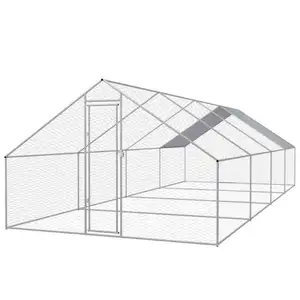 Big Metal Walk In Chicken Run Roof Coop Cage For Poultry Dog Rabbit Hens with Cover 3Wx8Lx2H m