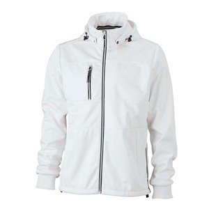 Chaqueta Softshell blanca de alta calidad con capucha Diseño ligero transpirable Tamaño personalizable Logo Color Stand Collar para invierno - Product Image 1