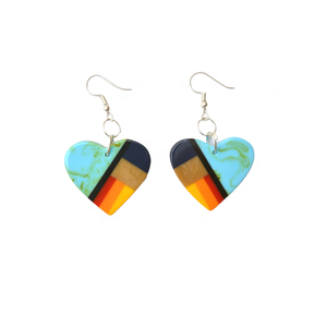 Brand New Women's Statement <b>Fashion</b> Acrylic <b>Earrings</b> Quty Handicrafts-New Resin Inlay Heart Shape <b>Drop</b> <b>Earrings</b> - Product Image 3
