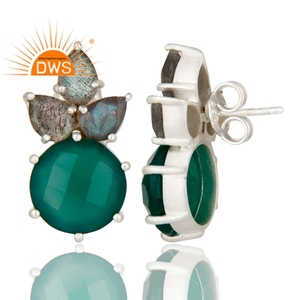 925ปรับเงินสเตอร์ลิงธรรมชาติสีเขียวนิลและ Labradorite พลอยห้อยต่างหูสำหรับผู้หญิงผู้ผลิตเครื่องประดับ - Product Image 3