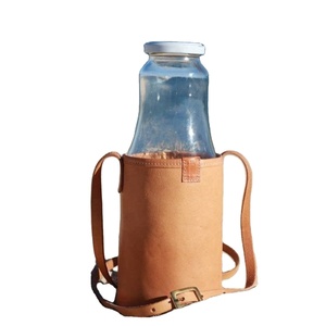 Soporte de botella de agua de cuero de grano completo, soporte para botellas de agua, bolso de hombro de cuero bronceado suave bolsa de picnic al aire libre para Fundas de viaje - Product Image 4