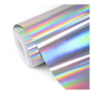 Holografik laminat gökkuşağı filmi vinil Glitter vinil kalıcı yapıştırıcı özel çıkartmalar için
