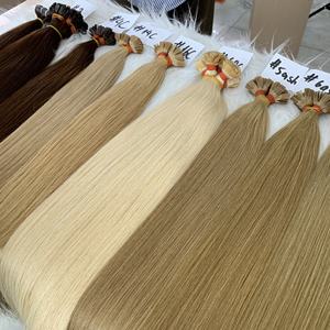 Venta al por mayor italiano Keratina Remy Extensiones de cabello Doble dibujado Punta plana Virgen Cabello humano Varios colores disponibles - Product Image 3