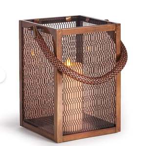 Modern Metal Lantern <b>Featuring</b> Woven Rope Handle Perfect For Stylish Home And <b>Garden</b> Ambiance - Product Image 3