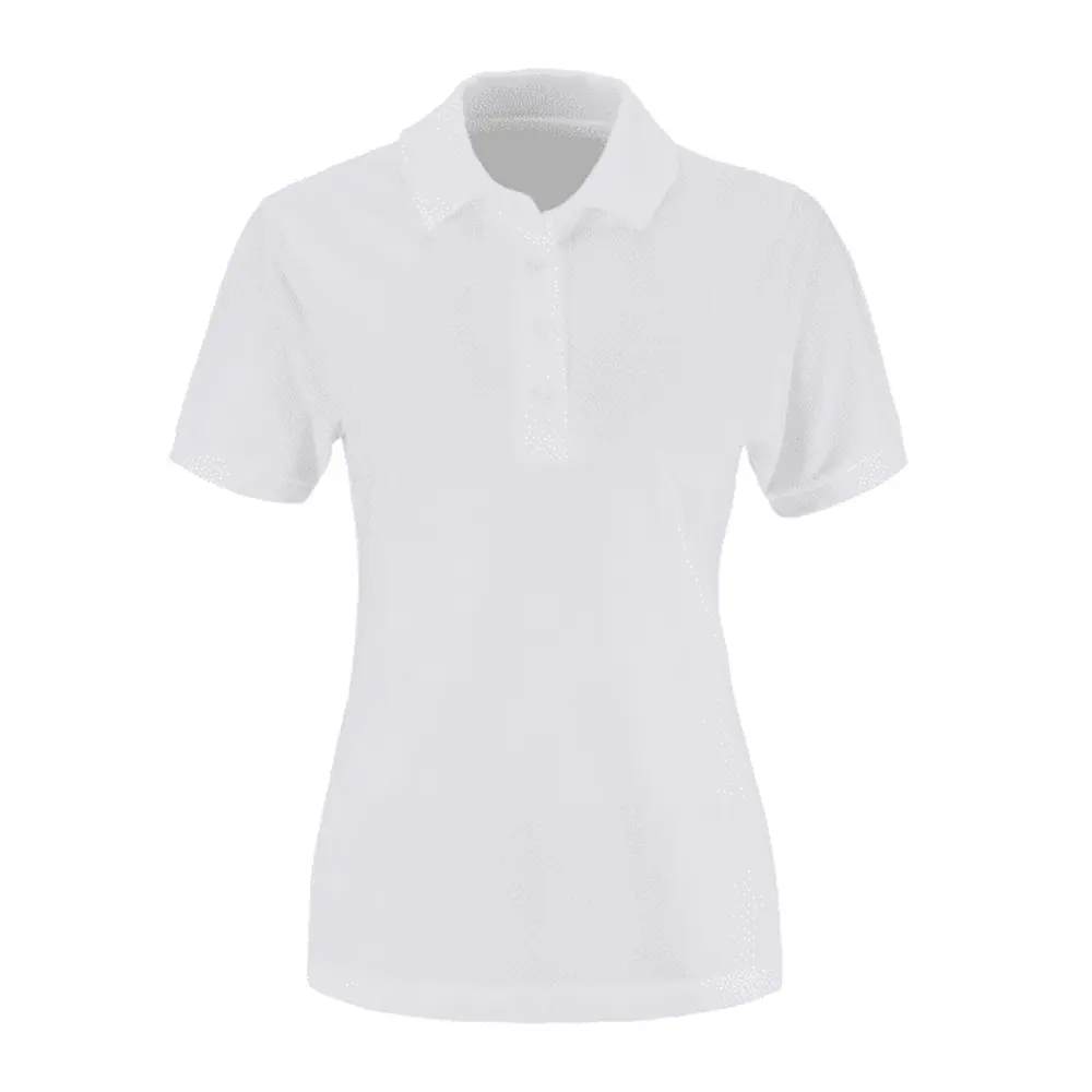 Kaus Polo Wanita Kualitas Tinggi, Kaus Polo Warna Putih Lengan Setengah dengan Logo Kustom
