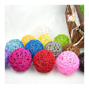 Bola de mimbre decorativa para colgar, cadena de luces, 99GD, colorida - Product Image 3