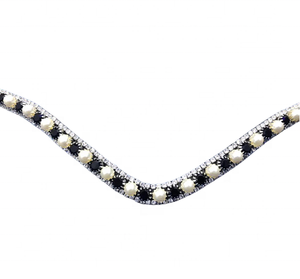 Diadema para caballo con cristales deslumbrantes en blanco y negro, estilo equino. - Product Image 1