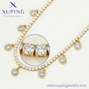 Collana-01384 Xuping in Ottone Dorato 14k con Zirconia Cubica, Collana Lunga a Catena per Donne e Ragazze - Product Image 4