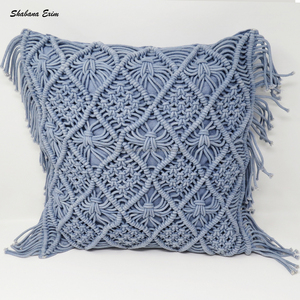Funda de Cojín de Macramé Gris Oscuro para Decoración de Sala de Estar, Funda de Almohada Estilo Boho - Product Image 1