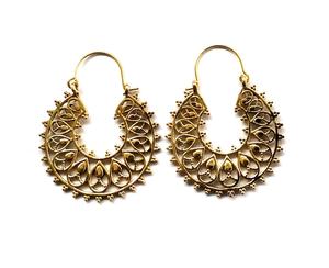 Indio pendiente joyas Boho pendiente de aro Mandala flor pendiente de latón - Product Image 1