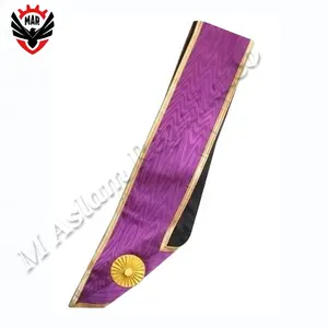 Masonic Regalia 30 Years Memphis Misraim Purple shoulder sash with gold edging