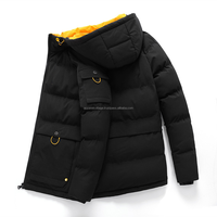 Blouson matelassé imperméable de créateur pour homme, col montant, broderie, extérieur, personnalisé, en nylon noir, collection hiver 2025 – Vente en gros