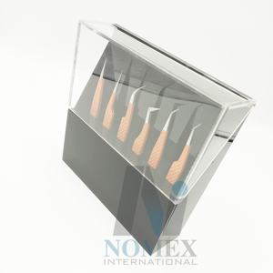 แหนบต่อขนตาสแตนเลสสีน้ำตาลนู้ดที่จับที่แข็งแรงปลายแหลมไฟเบอร์ปรับแต่งสีได้ตามต้องการ - Product Image 1