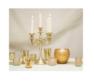 BRASS <b>GOLD</b> <b>CANDLE</b> <b>HOLDER</b> SET BRASSWORLD INDIA - Product Image 1