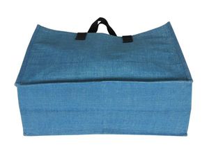 Bolsa de yute azul a la moda al por mayor con impresión de logotipo personalizado para fiestas y almacenamiento Bolsa De yute impresa personalizada - Product Image 3