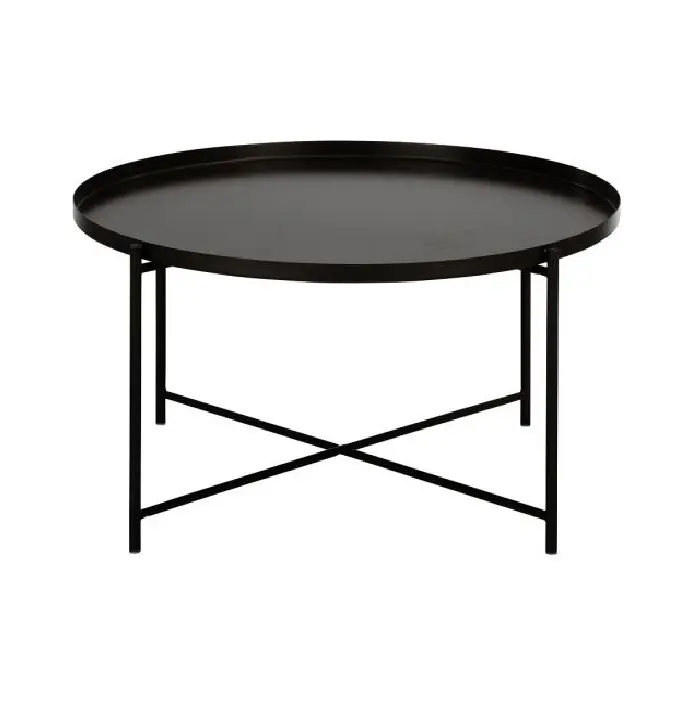 Özel tasarlanmış metal masa toptan yuvarlak şekil ekonomik şık siyah renk dekoratif el yapımı klasik sehpa