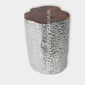 Tabouret en bois et aluminium de décoration artistique rustique vintage pour intérieur/extérieur Décoration classique de maison moderne de Noël Style vintage vieilli - Product Image 3