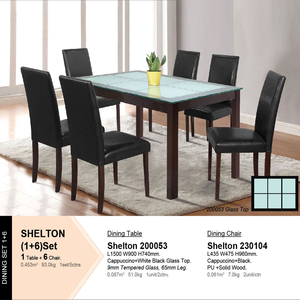 En stock : Ensemble table et chaises de salle à manger JPS 200053, design moderne, en bois d'hévéa massif, plateau en verre trempé de 9 mm, mobilier de salon haut de gamme - Product Image 1