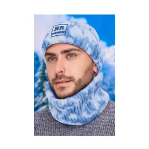 Attractive Pattern Top Selling Microfleece Inner Hat "Polar" Lining Men Hat and Scarf Buff Set at Wholesale Price