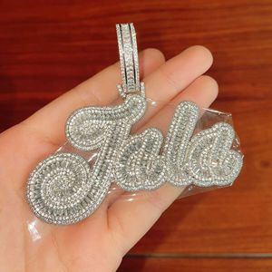 DIY Customized Iced <strong>T</strong> Shape Baguette Zircon Diamond <strong>Initial</strong> <strong>Necklace</strong> - Product Image 4
