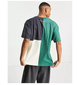 Patchwork trois tons T-shirt pour hommes Fitness T-shirt qualité supérieure Streetwear 100% coton hommes coupe ample T-shirt pour garçons - Product Image 3