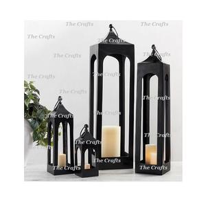 Juego de farolillos de vela de metal y vidrio de dos farolillos de forma cuadrada para uso en decoración de bodas y hoteles en el hogar - Product Image 6