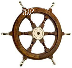 Volant de bateau de Pirate en laiton, 12/24 pouces, pour Pirate, nautique, décor mural, maison, Vintage - Product Image 6