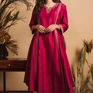 --LATEST--BEAUTIFUL--LONG--KURTA & STYLISH PANT--WITH ELEGANT EMBROIDERY WORK---FOR Party-wear-dress for Party/ Wedding =2021-- - Product Image 1