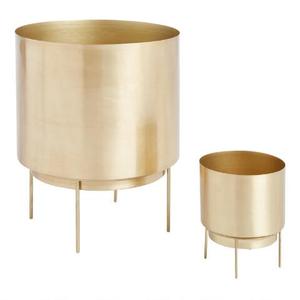 Pot de fleurs plaqué or, jardinière sur support, intérieur et extérieur - Product Image 1