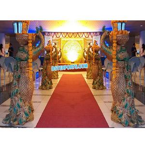 Statuettes de paon d'entrée de mariage, décoration colorée, ensemble pour passerelles de mariage, en plastique renforcé de plastique - Product Image 1