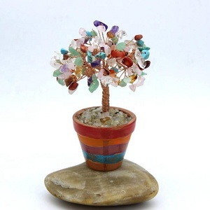 Arbre de vie 7 Chakra en fil de cuivre, pierres précieuses naturelles, Sculpture d'arbre de vie, porte-bonheur, décoration Feng Shui, pour cadeaux de décoration - Product Image 4