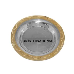 Ustensiles de cuisine faits à la main vaisselle assiettes forme ronde plateau en argent restauration utilisation incassable assiette de serveur de nourriture - Product Image 1