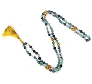 Collar Unisex de Cuentas Mala de 8mm con Nudos, Estilo Bohemio, Fluorita Arcoíris y Citrino, Tendencia 2023, con Certificado de Terceros, Curativo - Product Image 1