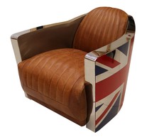 Meubles de luxe drapeau britannique personnalisé de haute qualité en cuir PU aviateur canapé monoplace pour le salon