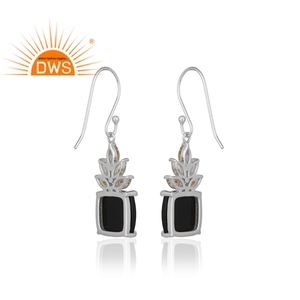 Pendientes de gota de GEMA de ónix negro y CZ, proveedor de joyería fina de Plata de Ley 925, venta al por mayor - Product Image 3