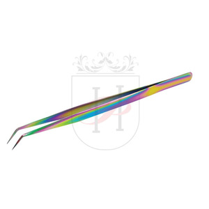 Vetus — pince à épiler pour faux cils, outil de maquillage pour Extension de cils, 10mm 45 degrés, couleur arc-en-ciel, étiquette privée - Product Image 1