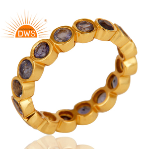 Iolite azul de piedras preciosas de boda diamante anillo anillos boda banda proveedor de joyas amarillo 14k chapado en oro de la joyería de la plata esterlina 925 en tamaño de 4 a 12 - Product Image 2