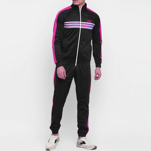Wholesale Men's Zipper Sweatshirt Hoodie With Stripped Track Pants Sports Tracksuit Set - Product Image 6