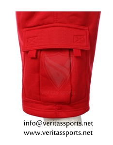 Shorts cargo pour hommes, rouge, taille haute, cordon de serrage, style décontracté, bermuda, tricoté, poches, motif à motifs, polyester/coton, teint en pièce - Product Image 4