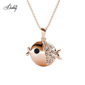 Collier pendentif animal mignon petit poisson Daisini orné de cristaux Swarovski joli collier pour enfants - Product Image 1